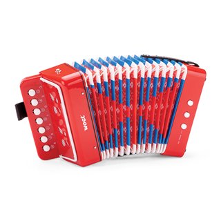 Accordeon met muziekboekje - rood